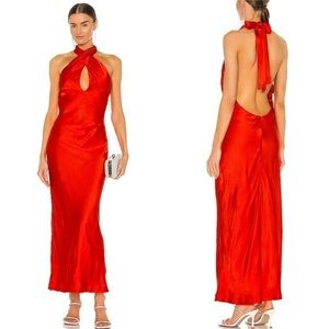 NWT BARDOT Claudia Bias Cut Dress in Lipstick Red size large maxi